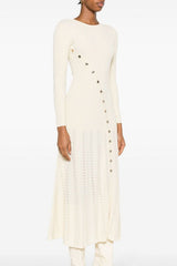 Asymmetrical Button Sweater Dress