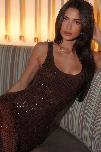 Nibber Sequins Backless Maxi Dress