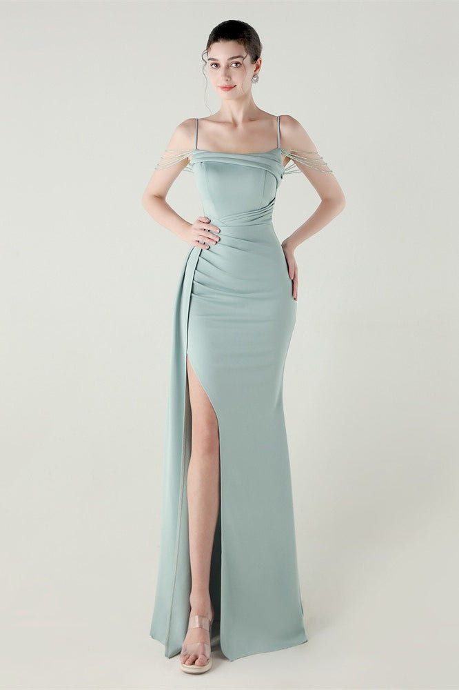 Satin Spaghetti Strap Mermaid Party Dress