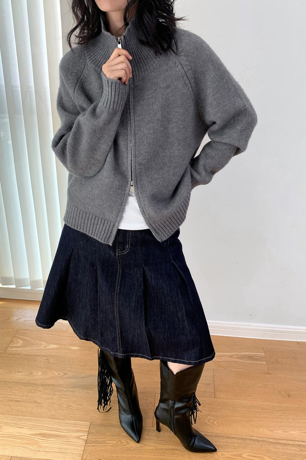 Soft Knit Zipper Cardigan