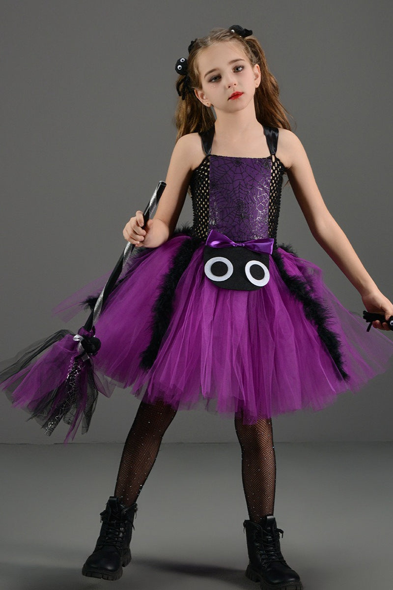 Spider Web Witch Dress Kid Halloween Costume