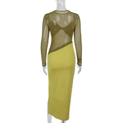 Marysh Mesh Bodycon Dress - Yellow