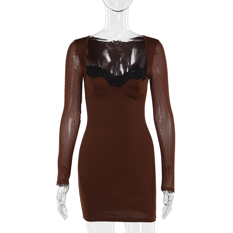 Connie Mini Dress-Brown