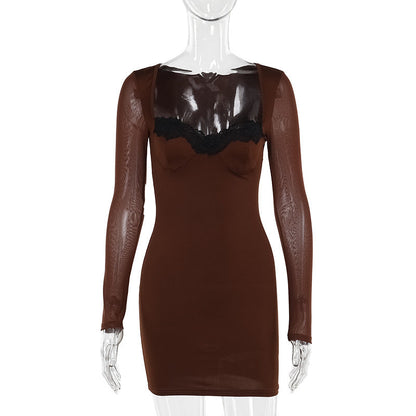 Connie Mini Dress-Brown