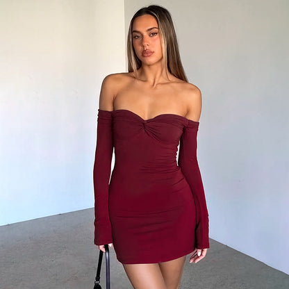 Crimson Kiss Mini Bodycon Dress - Maroon