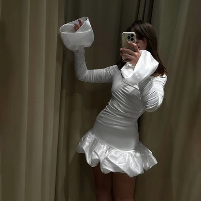 Frostene Off Shoulder Mini Dress-White