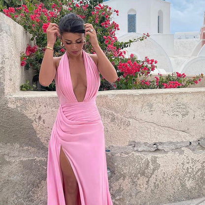 Rosier Slit Dress-Pink