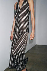 Polka Dot Halter Neck Maxi Dress