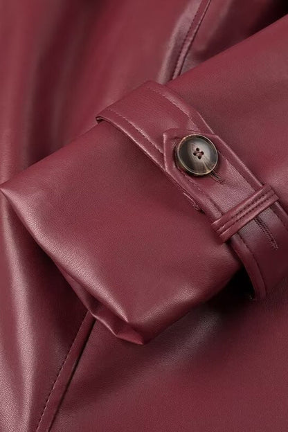 Loose Leather Trench Coat coats