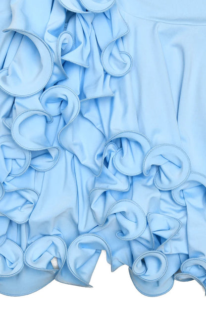 Ruffle Hem Halter Mini Dress