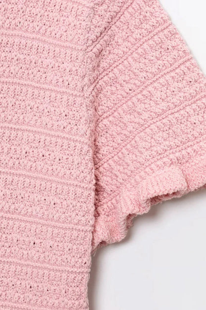 Elegant Knitted Short Sleeve Cropped Cardigan