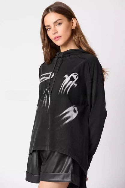 Halloween Ghost Print Hoodie