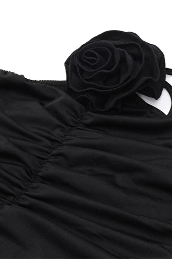 Oblique Strap Backless Midi Dress