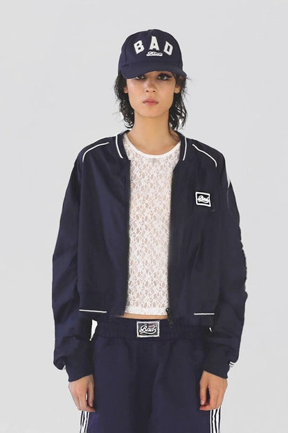 Embroidered Retro Bomber Jacket Navy blue / S