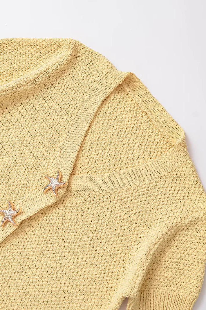 Short Sleeve Starfish Button Knit Cardigan