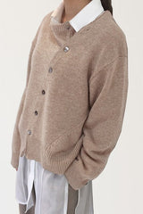 Asymmetrical Button Irregular Slouchy Solid Sweater