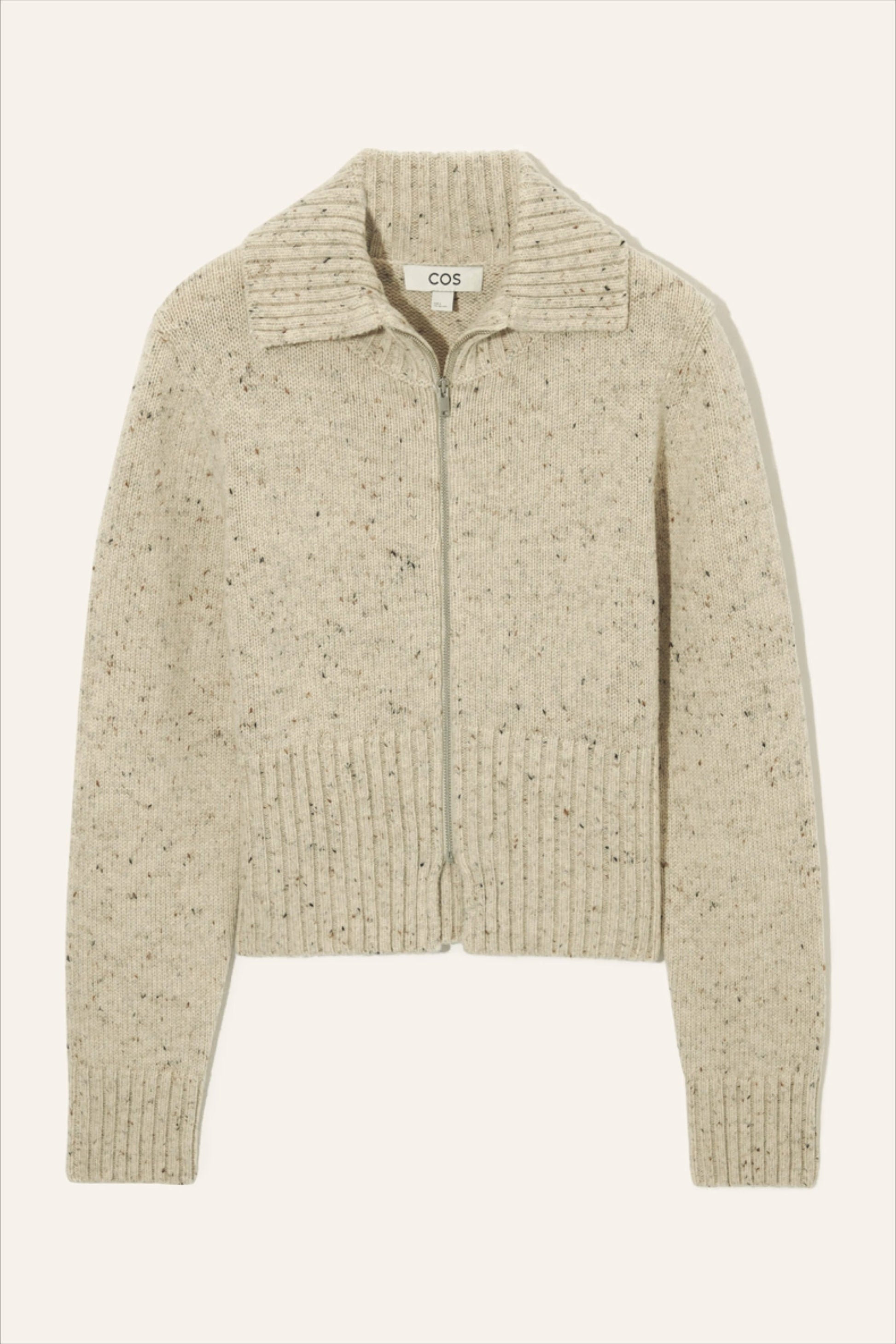 Casual Wool Blend Short Cardigan Beige / XS