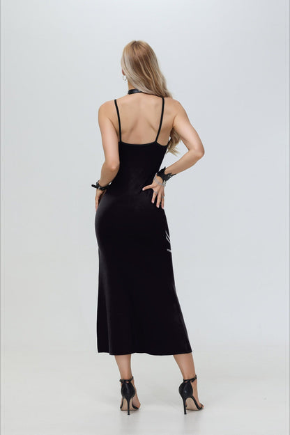 Halloween Skeleton Print Strappy Bodycon Dress