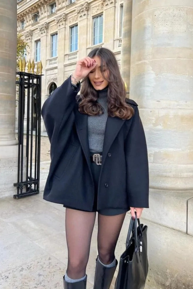 Relaxed Fit Short Wool Blend Jacket