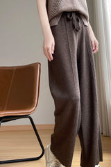 Wool Blend High Waist Knit Pants