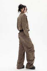 Cropped Biker Style Leather Jacket