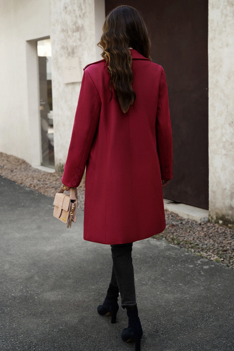 Wool Blend Solid Longline Coat coats