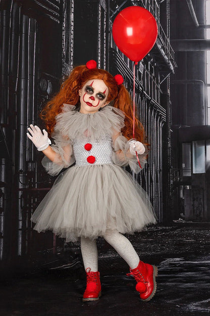 Scary Clown Tutu Dress Kid Halloween Costume