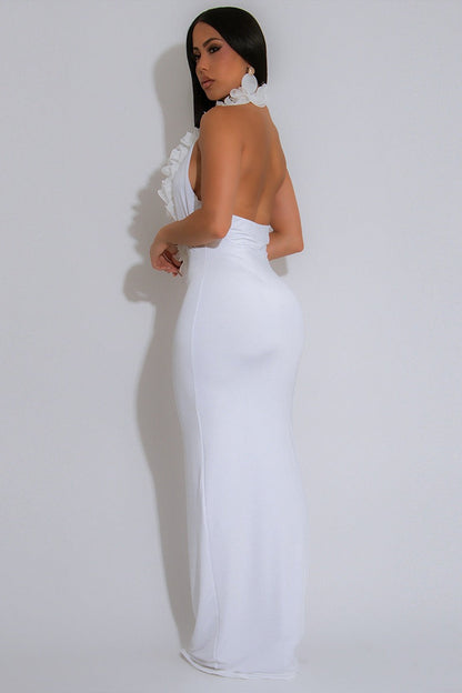 Backless Halter Floral Bodycon Party Dress