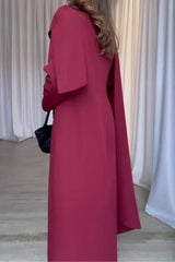 Cape Sleeve Solid Color Long Overcoat