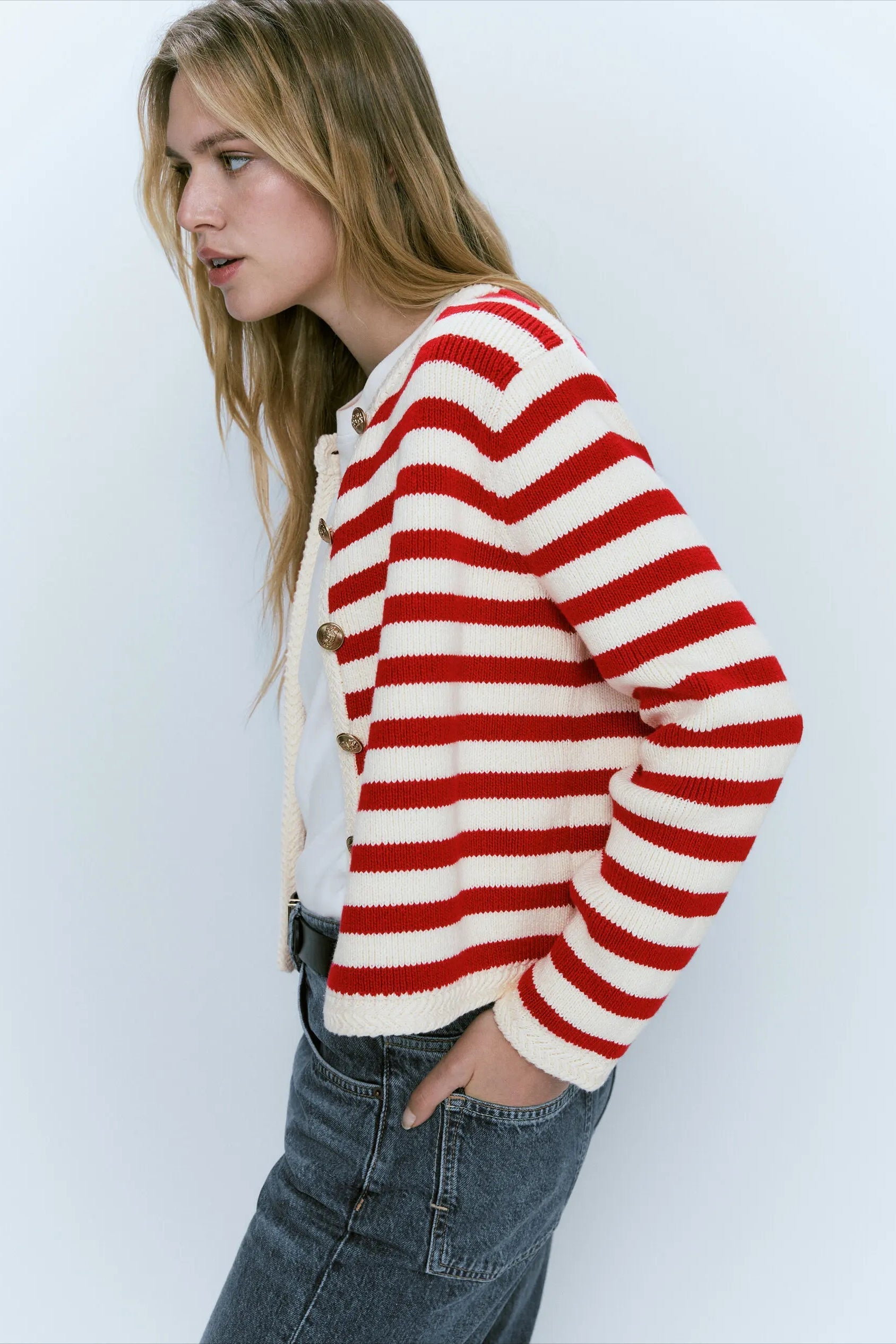 Striped Slim Fit Knit Cardigan