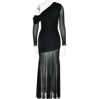 Soprano One-Shoulder Dress - Black