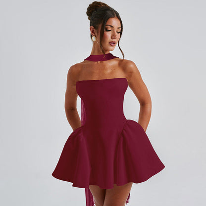 Skylene Mini Dress - Maroon