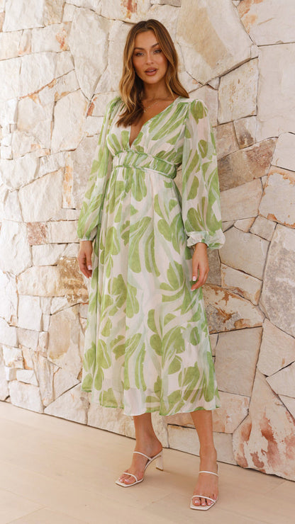 Sideris Midi Dress - Green