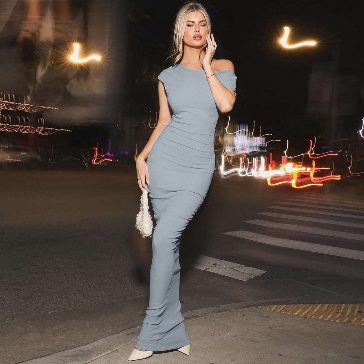 Mystical Off Shoulder Dress - Grey