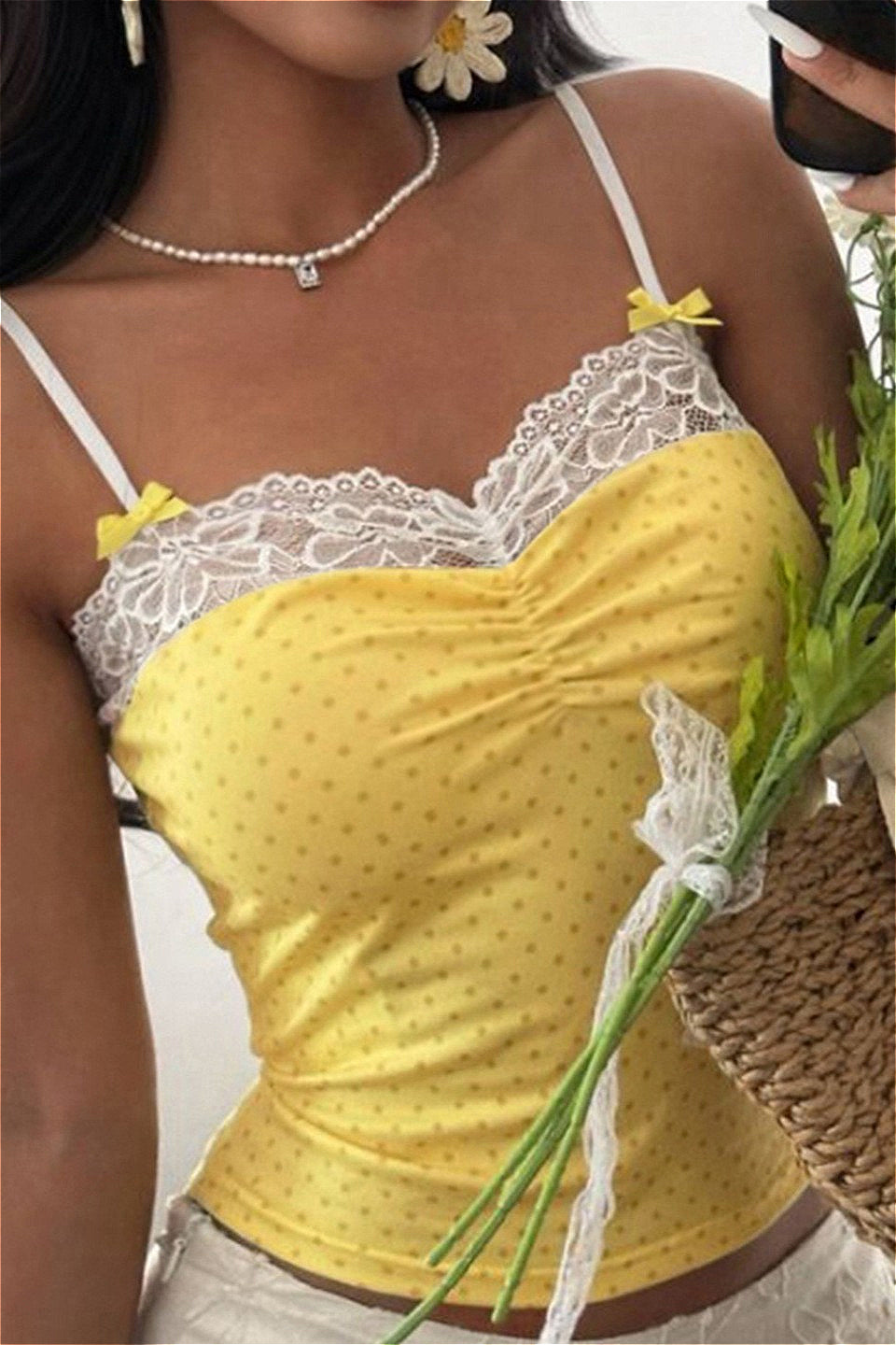 Bow Detail Floral Cami Crop Top