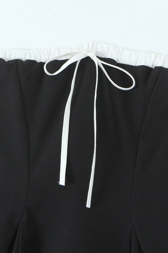 Contrast Bustier Lace-up Back Cocktail Dress