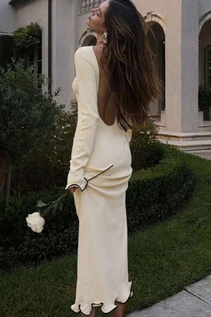 Ruffled Patchwork Midi Dress