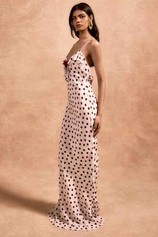 Color Block Lace Trim Cami Maxi Dress