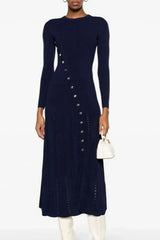 Asymmetrical Button Sweater Dress