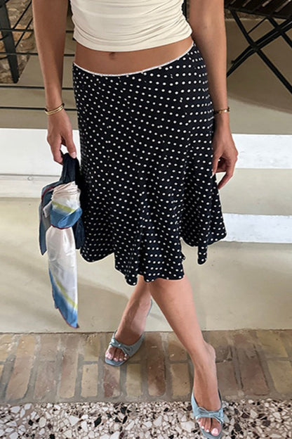 Contrast Polka Dot Fishtail Skirt