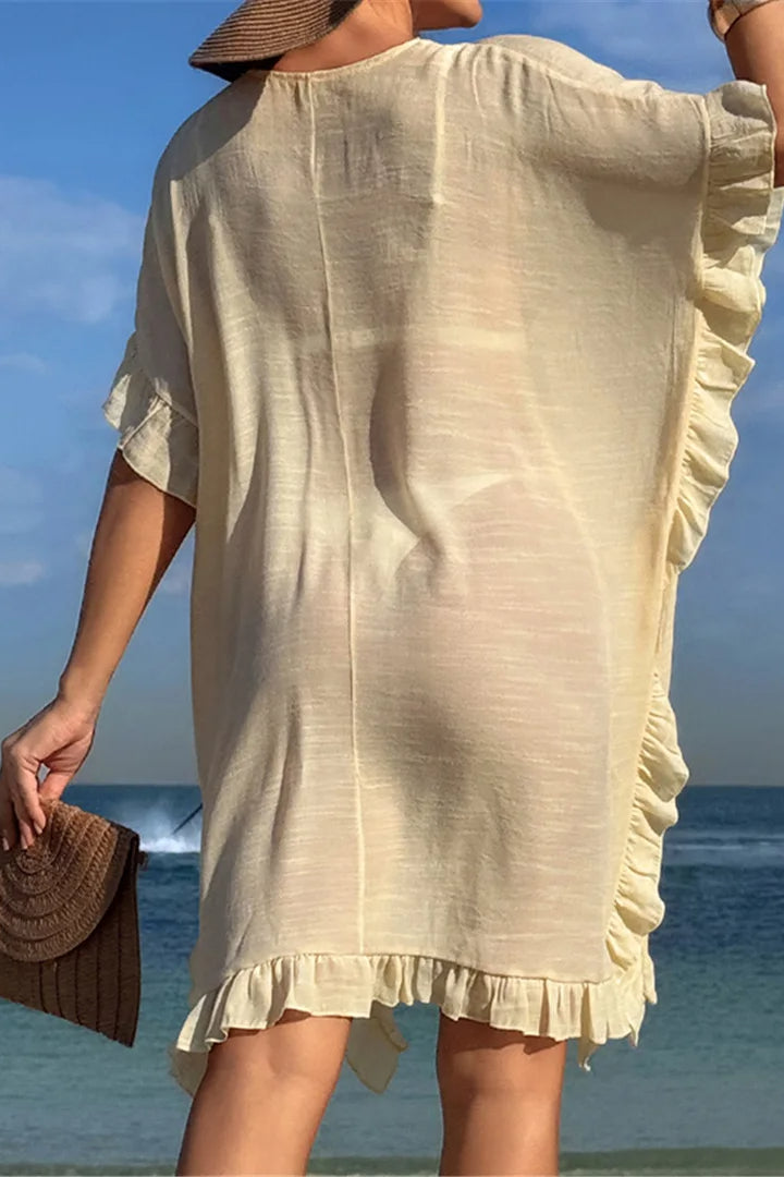 Short Sleeve Crochet Tunic Boho Dress