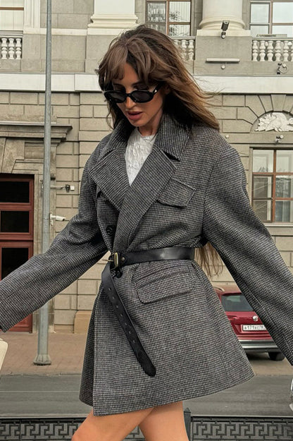Double Breasted Wool Blazer Coat Grey / S