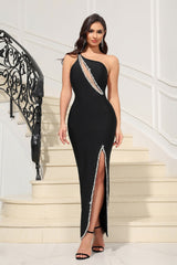 Handmade Crystal Backless Formal Dress S / Black