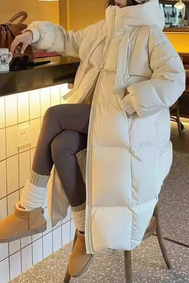 Trendy Long Hooded Puffer Jacket