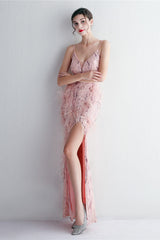 Intricate Beadwork Figure Hugging Gown Formal Dress