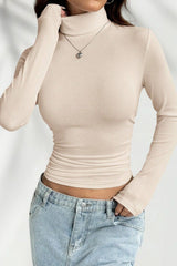 Elegant Fitted Long Sleeve Turtle Neck Knit Top