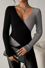 Patchwork Stripe Pullover Sweater Black / S