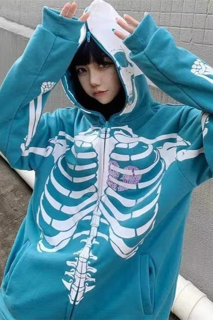 Gothic Skeleton Zipper Hoodie