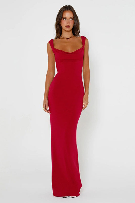 Bow Back Spaghetti Strap Formal Dress