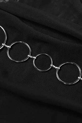 Metal Belt Backless Midi Dress